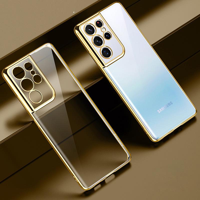 A 53 33 S 22 21 Luxury Plating Clear Case For Samsung Galaxy A53 A33 5g S21 Fe S22 Ultra Plus Transparent Silicone Cover S21fe