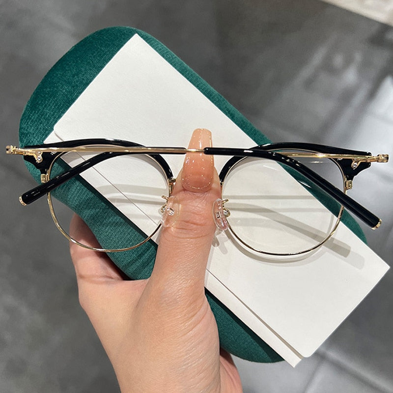 Women Fashion Design Myopia Glasses Unisex Luxury Round Short-sighted Eyeglasses Trendy Ladies Prescription Diopter Eyewear