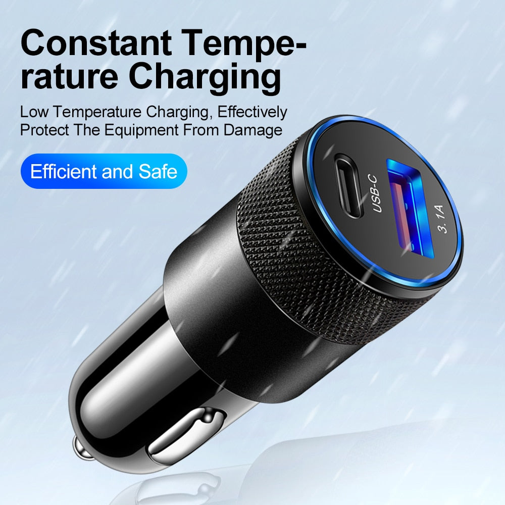 70W PD Car Charger USB Type C Fast Charging Car Phone Adapter for iPhone 14 13 12 Xiaomi Huawei Samsung S21 S22 Quick Charge