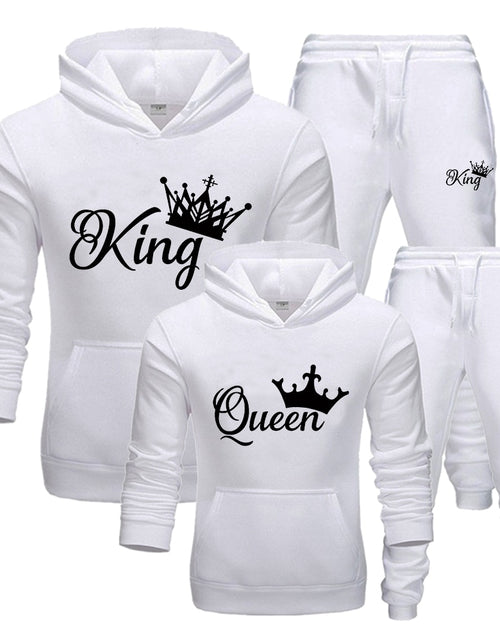 Load image into Gallery viewer, Spring Autumn Sweatsuits for Men Women Sportwear Set King or Queen Printed Couple Suits 2PCS Hoodie and Pants S-4XL
