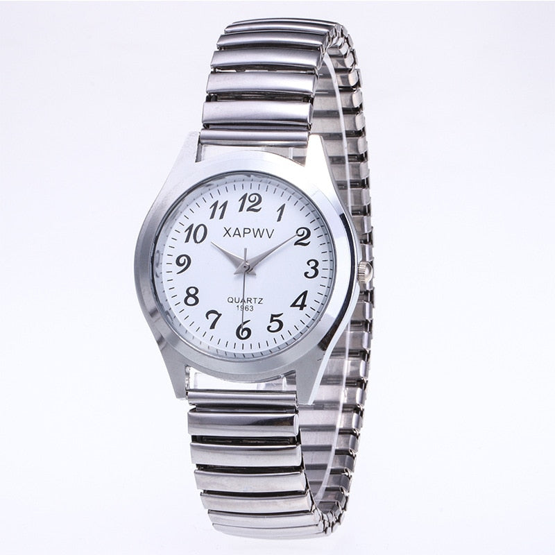 Women Men Watch Flexible Elastic Band Quartz Wrist Watch Steel Strap Couple Watch Gift