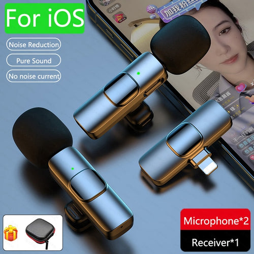 Load image into Gallery viewer, Wireless Lavalier Microphone Noise Reduction Auto-Pairing for iPhone iPad Android PC for Recording YouTube Live Vlog Interview
