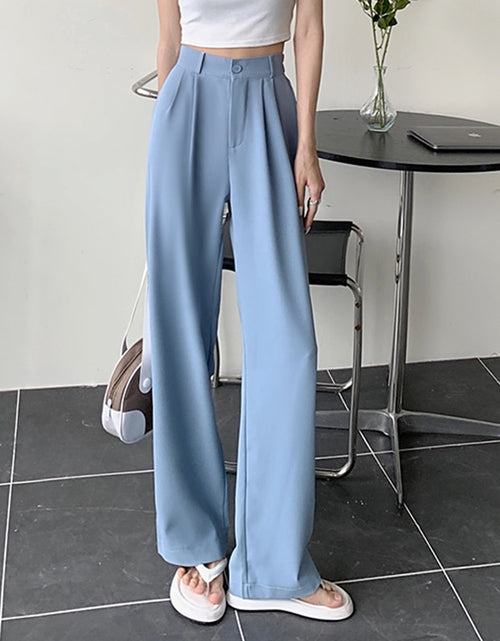 Load image into Gallery viewer, New Straight Wide Leg Women&#39;s Pants Korean Style High Waist Pants for Women Solid Color Loose Suit Trousers Female
