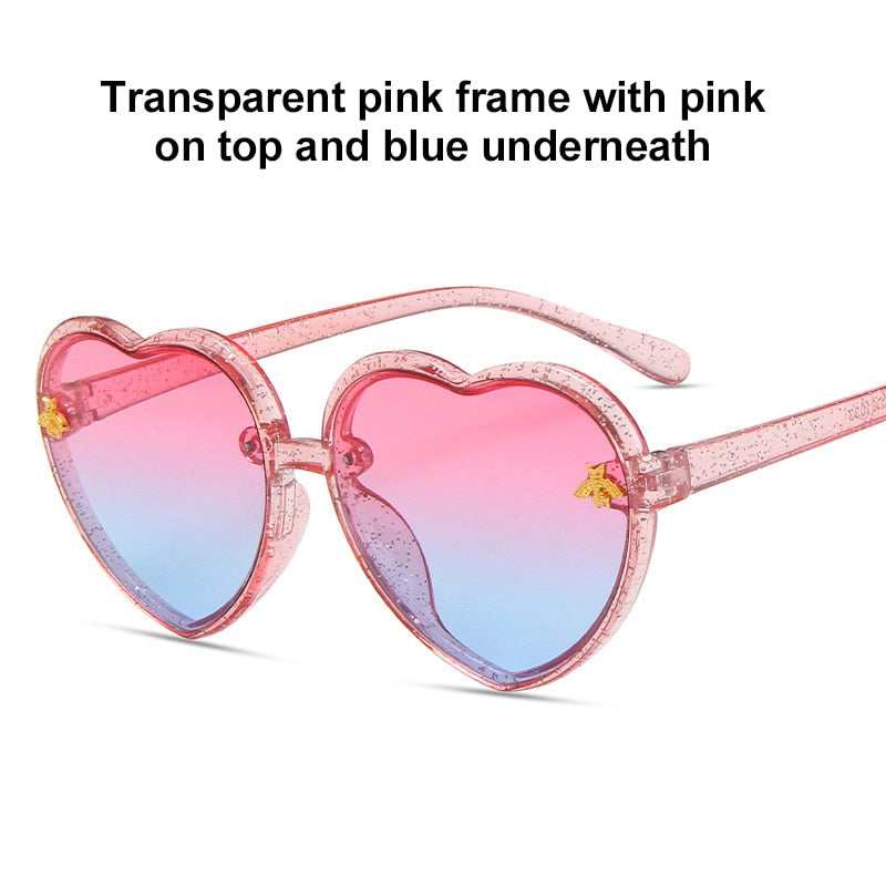 2023 Fashion Heart-Shape Sunglasses For Kids Retro Cute Pink Cartoon Sun Glasses Frame Girls Boys Baby Children Eyewear Goggles