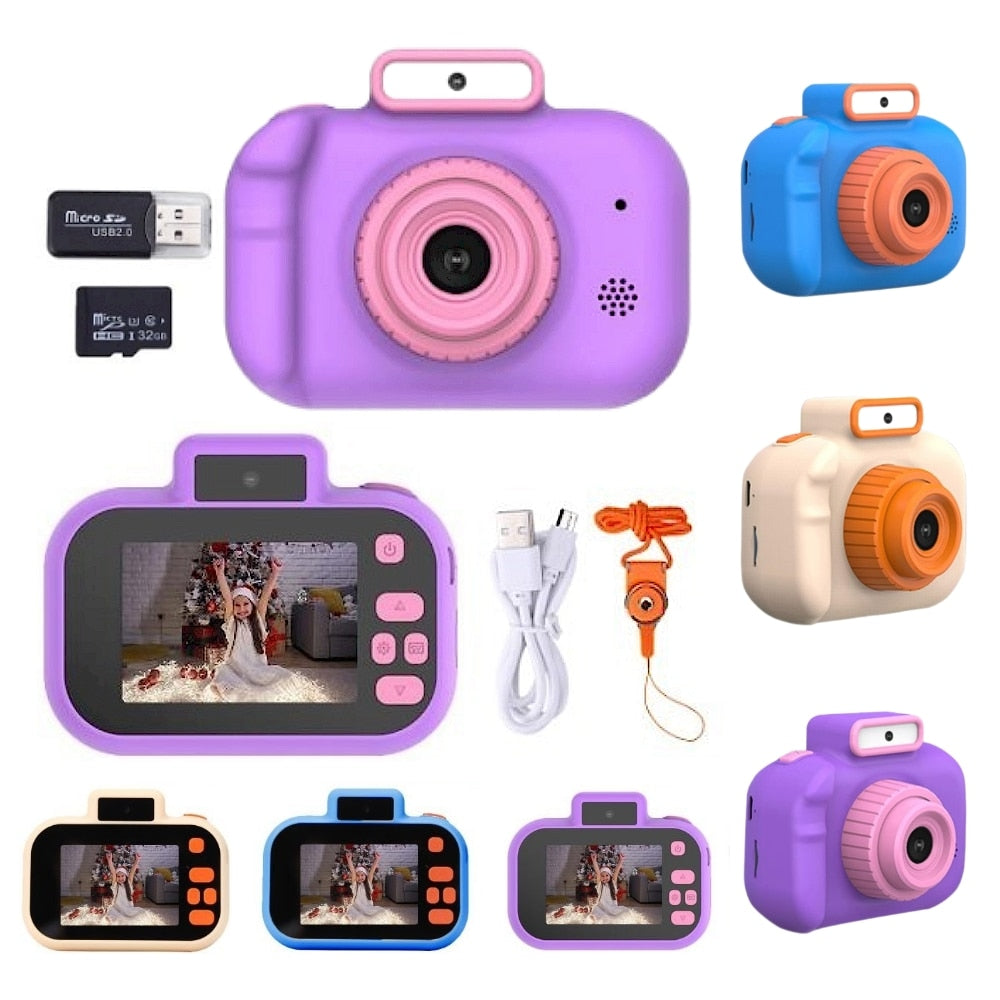 High-definition 4000W Front Rear Dual-camera 2 Inch HD IPS Screen Digital Kids Camera USB Charging with Lanyard Children&#39;s toys