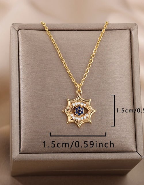 Load image into Gallery viewer, Turkish Evil Eye Pendant Necklace for Women Gold Plated Stainless Steel Necklaces 2023 Trending Choker Lucky Aesthetic Jewelry
