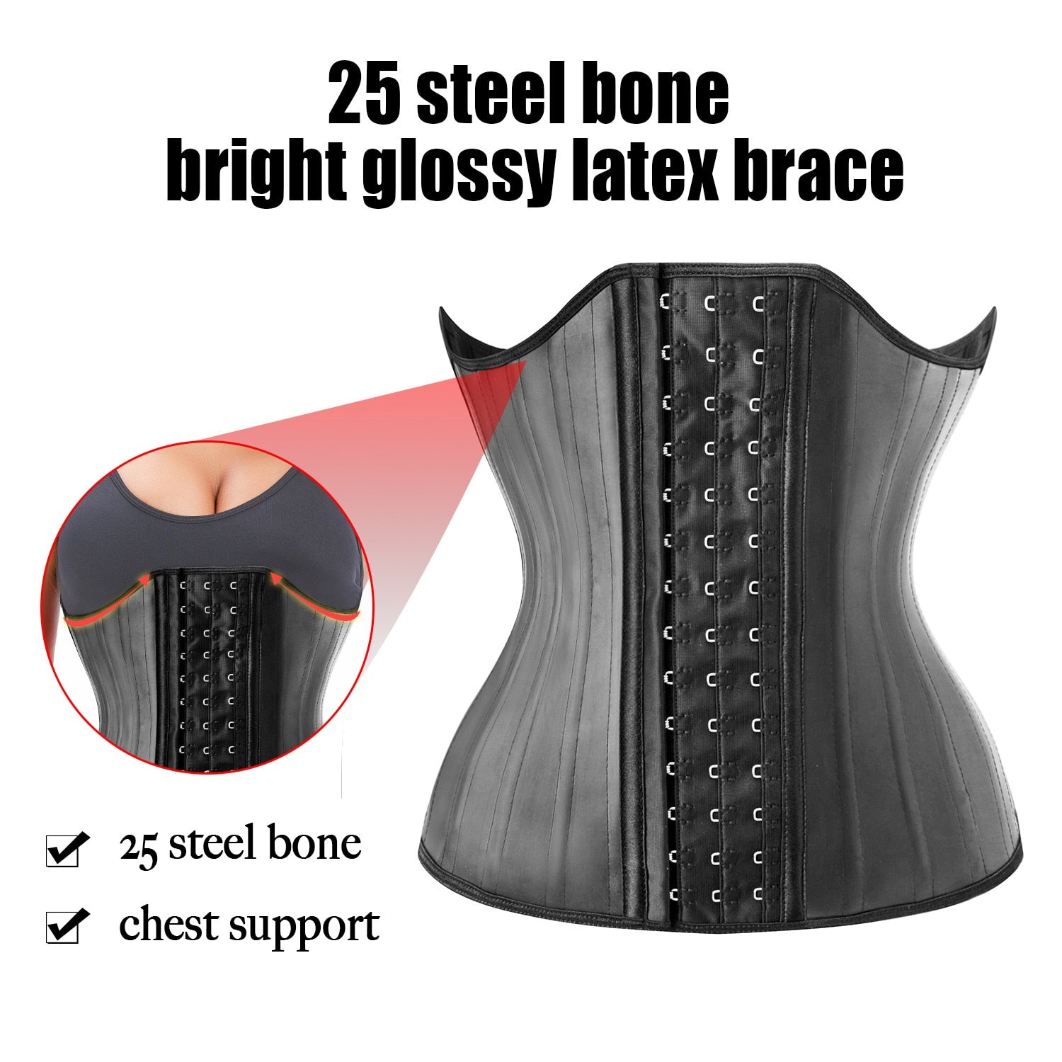 Latex Waist Trainer Corset Slimming Sheath Flat Belly Shapewear Women Body Shaper Modeling Strap Reductive Girdle 25 Steel Bones