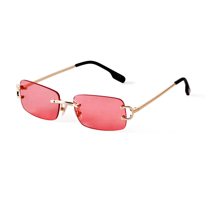 Blue Rimless Rectangle Sunglasses Men 2021 Brand Design Metal Fashion Square Sun Glasses for Women Gradient Lens Frameless UV400