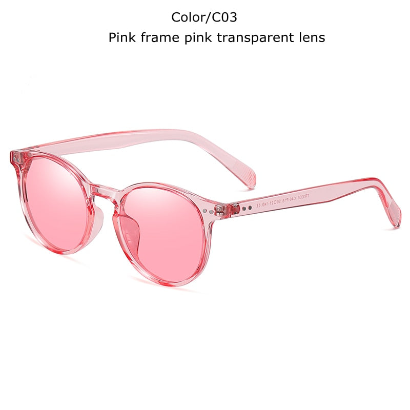 New Unisex Ultralight TR90 Polarized Sunglasses Men Women Driving Round Pink Shades Vintage UV400 Sun Glasses