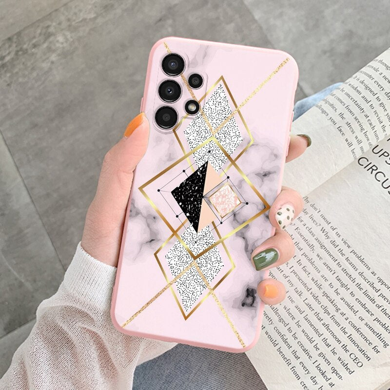 Marble Pattern Phone Case For Samsung Galaxy A13 5G A 13 4G Protective Cover Case Pink Silicone Soft Funda For Samsung A13 Coque