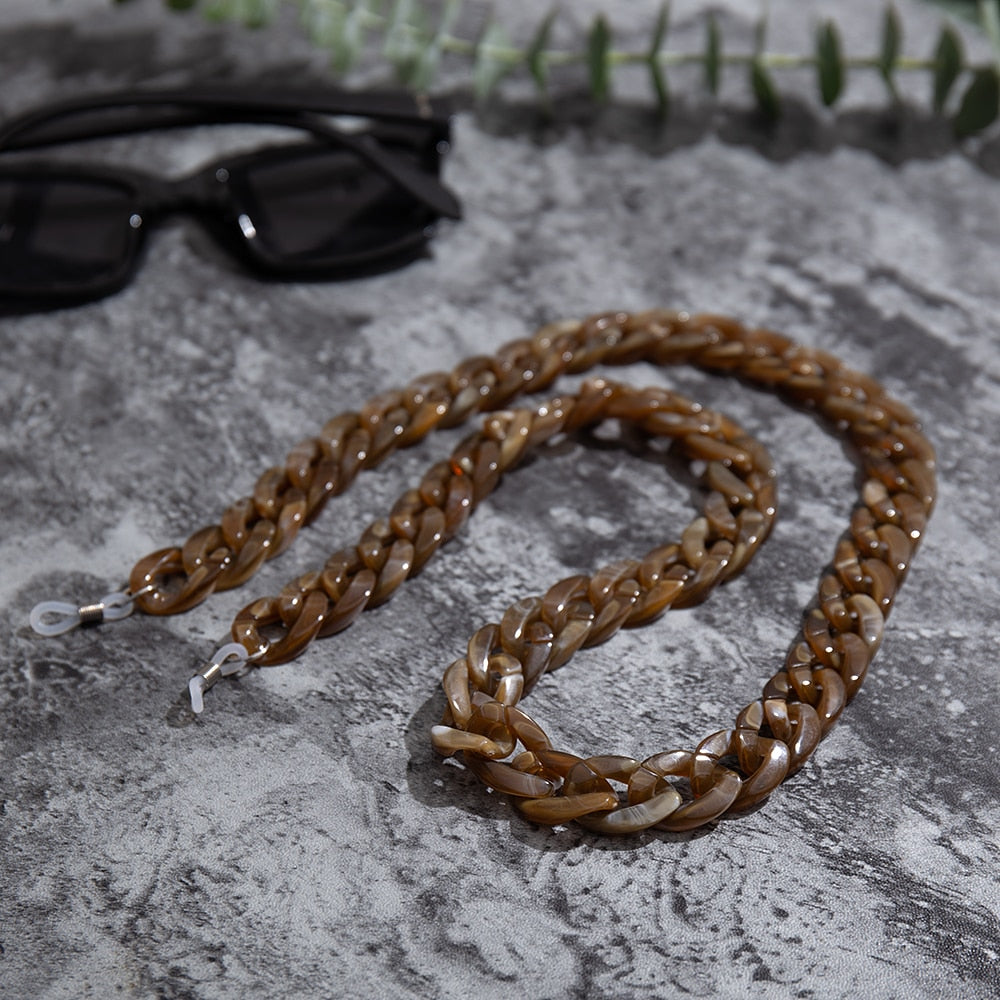 Acrylic Reading Glasses Chain Women Anti Slip Amber Leopard Color Sunglasses Chain Mask Strap Neck Lanyard Accessories