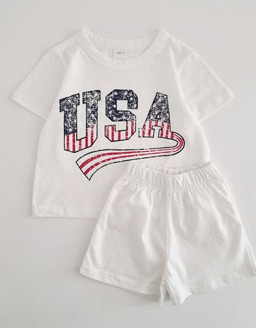 Load image into Gallery viewer, Baby Boys USA Print T-Shirt Romper Newborn Bebe Short Sleeve Sweatshirt Onesie Toddler Girls Romper 0-24M Jumpsuits 2023 Summer
