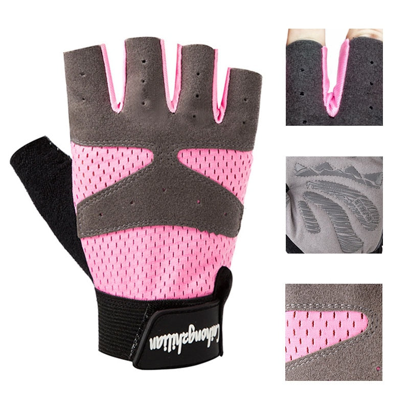 Women Cycling Sports Gloves Highway Mountain Bike Bicycle Thickening Anti-slip Shockproof Gel Pad Bicycle MTB Half Finger Glove