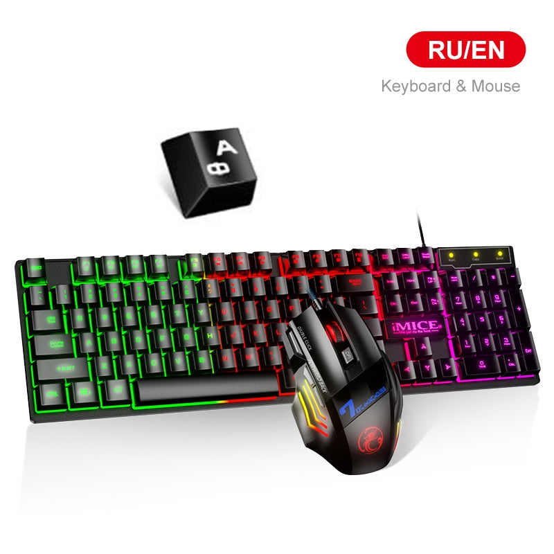 Gaming keyboard Gamer keyboard and Mouse With Backlight USB 104 keycaps Wired Ergonomic Russian Keyboard For PC Laptop