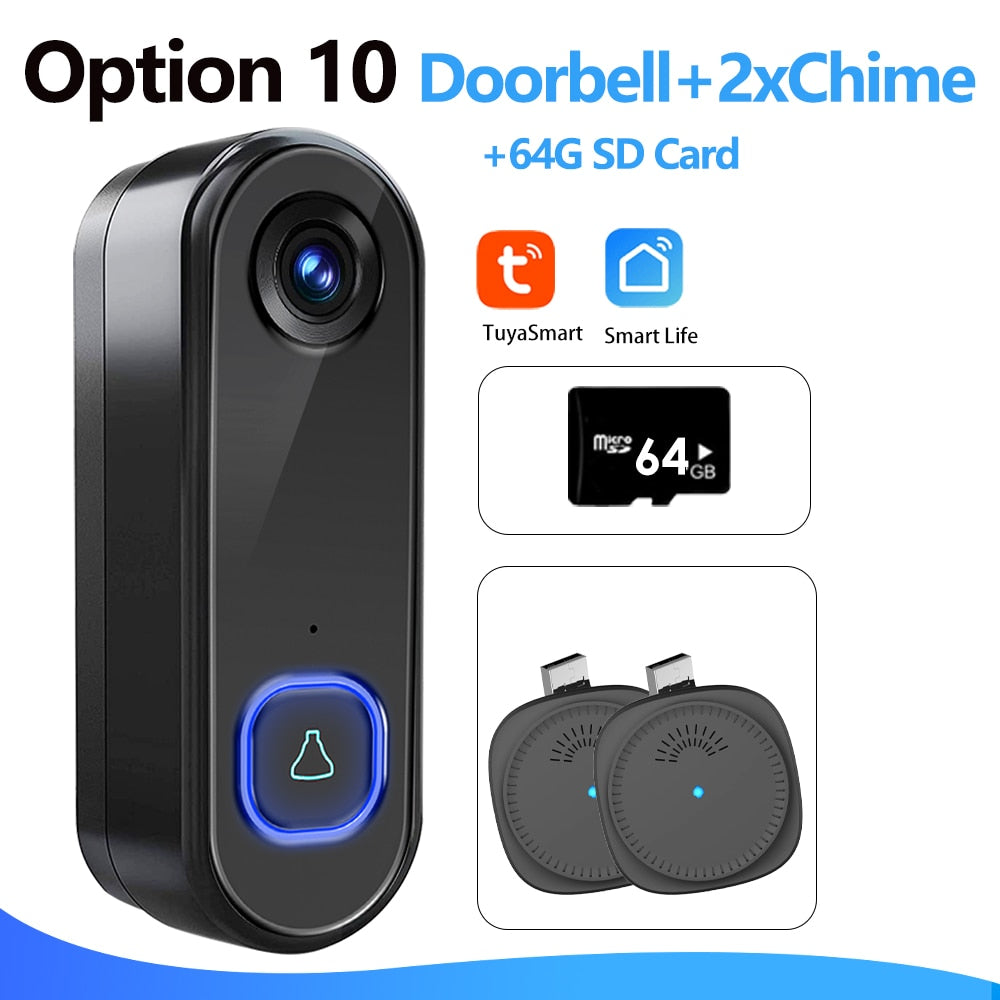 TUYA Video Doorbell WiFi  Wireless Outdoor Door Bell Camera AC DC Power 1080P Video Door Phone Waterproof IP65 Alexa Google Home