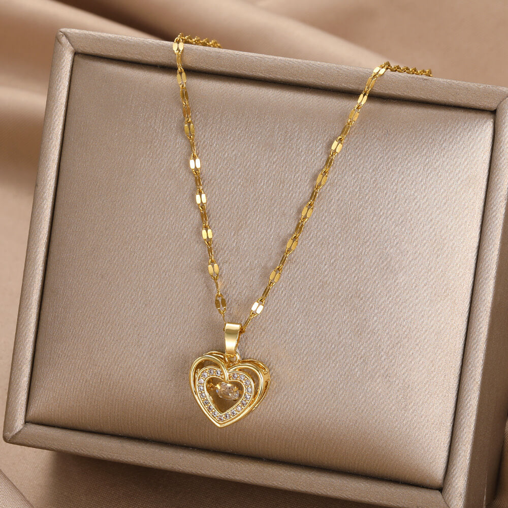 Delicate Enamel Heart Pendants Necklaces for Women Gold Color Black Red Love Drop Necklaces Fashion Jewelry envío gratis ofertas