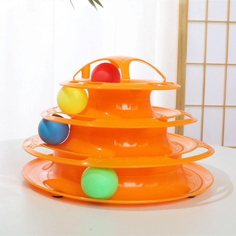 3/4 Levels Cat Toy Tower Tracks Interactive Pet Toy Training Amusement Toys for Cats Kitten Cat Tunnel Cat Accessories Pet Items