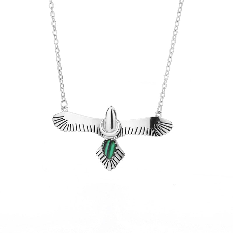 Green Stone Opal Eagle Pendant Necklace for Women Men Goth Gold Plated Stainless Steel Necklaces 2023 Trend Aesthetic Jewelry