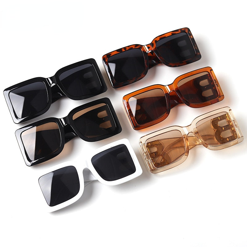 2023  Fashion Trendy Oversized  Square Frame Sunglasses Women Men The Letter B  Retro Rectangle Sunglasses Brand Designer