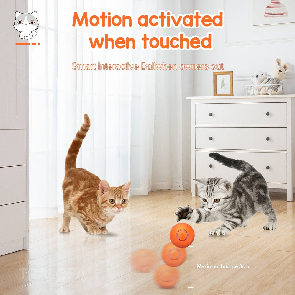 Pet Smart Cat Toy Electric Automatic Bounce Cat Ball Silicone Cat Interactive Toys Self-moving Kitten Toys for Indoor Playing