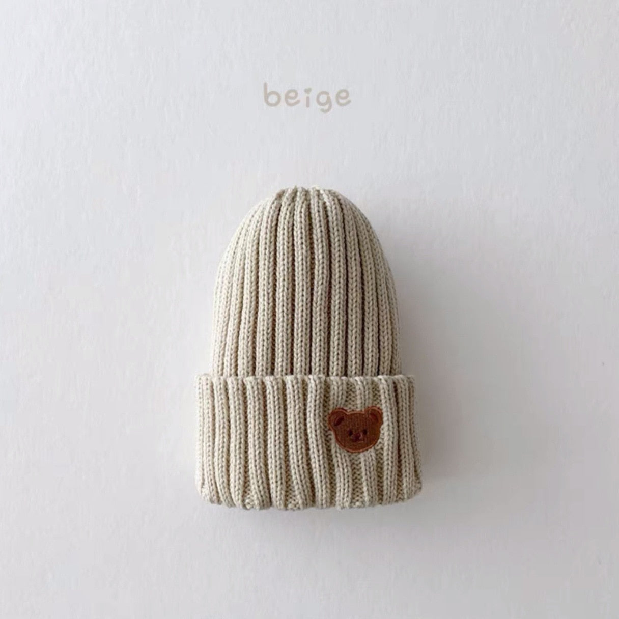 2023 Korea Spring Autumn Kids boys Hat Candy Color Baby Boys Knit Hat Baby Girls Bear Head Embroidery Kids Knitted Hat