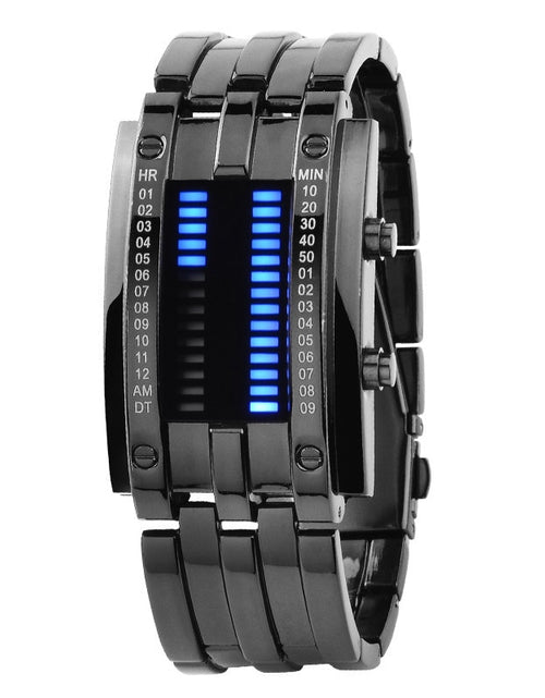 Load image into Gallery viewer, Men Watch 50m Waterproof Lava Watch Double Row Lamp Led Watch Male Binary Steel Band Electronic Sport Watch Relogios Masculino
