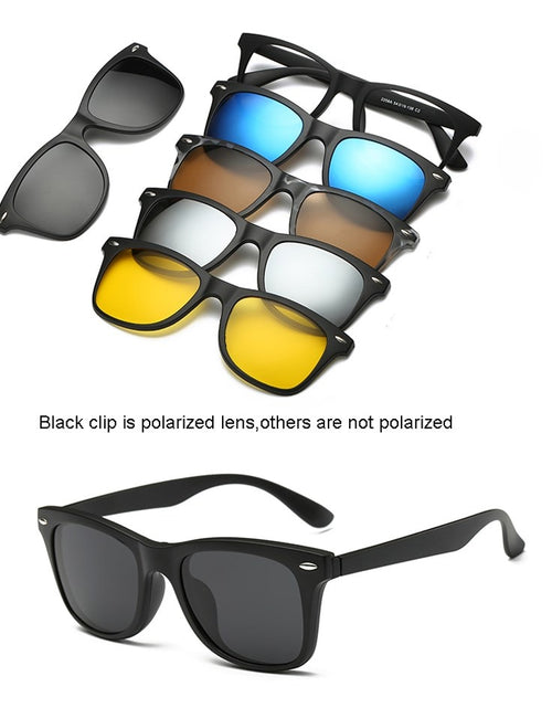 Load image into Gallery viewer, 6 In 1 Custom Men Women Polarized Optical Magnetic Sunglasses Clip Magnet Clip on Sunglasses Polaroid Clip on Sun Glasses Frame
