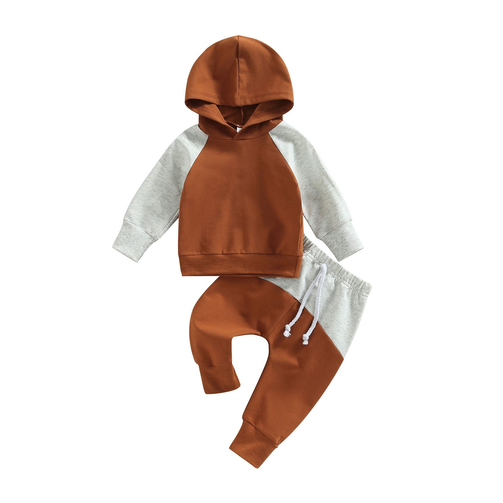 0-3Years Toddler Baby Boy 2Pcs Autumn Clothes Outfit Long Sleeve Patchwork Hooded Top Solid Pants 3Colors