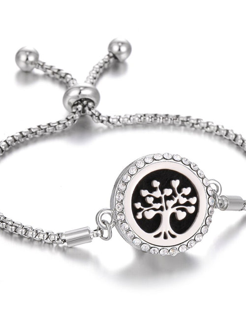 Load image into Gallery viewer, Aromatherapy Bracelet Diffuser Locket Tree of Life Adjustable Perfume Essential Oil Diffuser Bracelet Crystal Magnetic for Women
