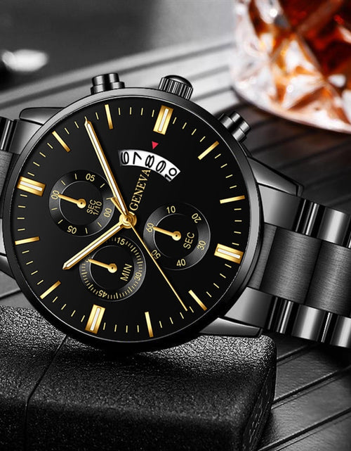 Load image into Gallery viewer, hombre Fashion Men Stainless Steel Watch Luxury Calendar Quartz Wrist Watch Business Watches for Man Clock montre homme
