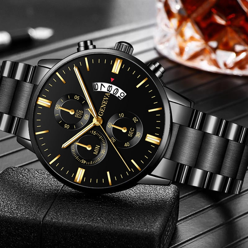 hombre Fashion Men Stainless Steel Watch Luxury Calendar Quartz Wrist Watch Business Watches for Man Clock montre homme