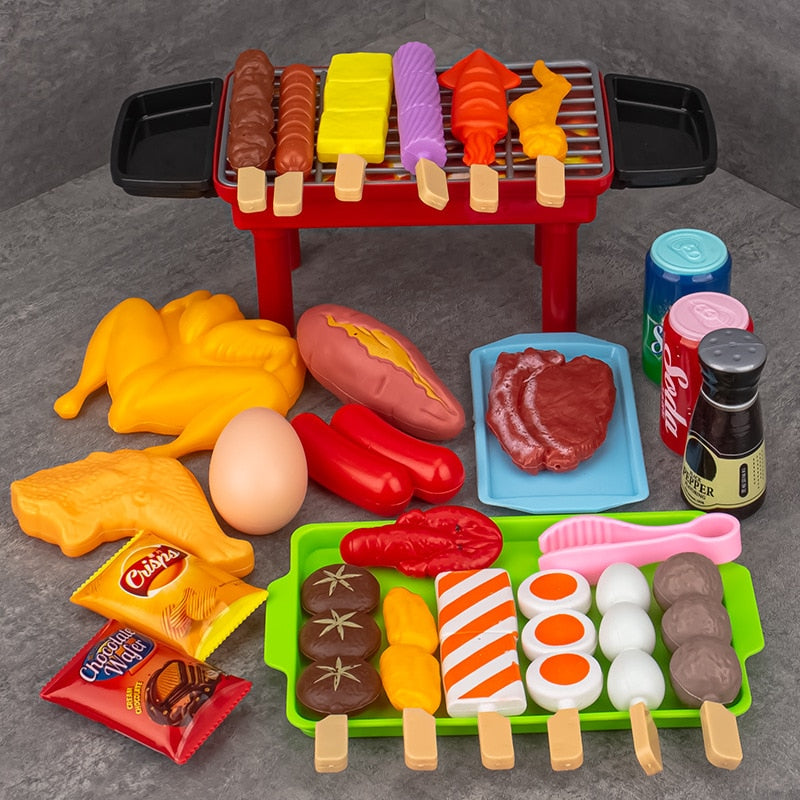 Baby Pretend Play Kitchen Kids Toys Simulation Barbecue Cookware Cooking Food Role Play Educational Gift Toys for Children