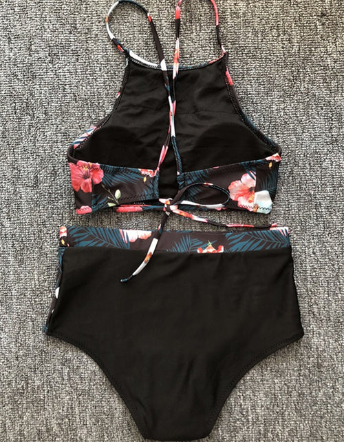 Load image into Gallery viewer, Floral Print Vest Bikini Sets Women High Waist Swimsuit Female Bathing Suit Summer Beachwear Swimming Costume Biquini
