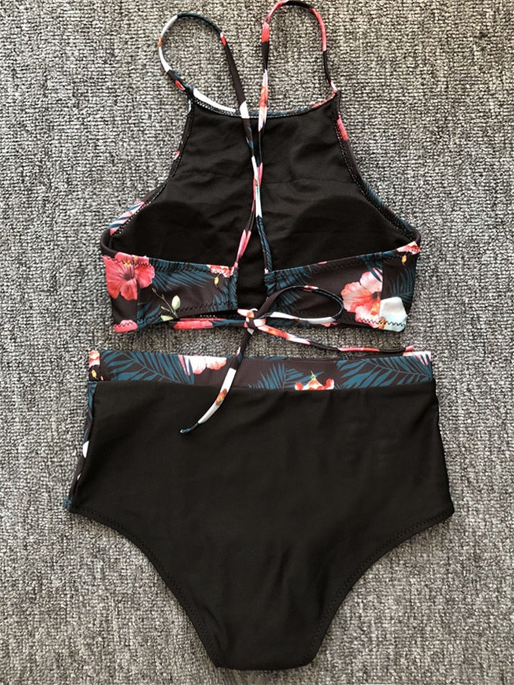 Floral Print Vest Bikini Sets Women High Waist Swimsuit Female Bathing Suit Summer Beachwear Swimming Costume Biquini