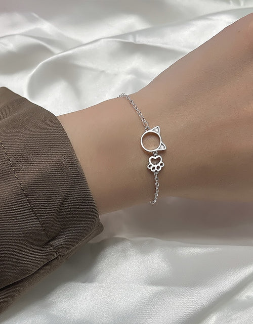 Load image into Gallery viewer, Zircon Cat Paw Bracelets for Woman Girlfriend Sweet Cute Adjustable Chain Bracelet Silver Color Simple Jewelry
