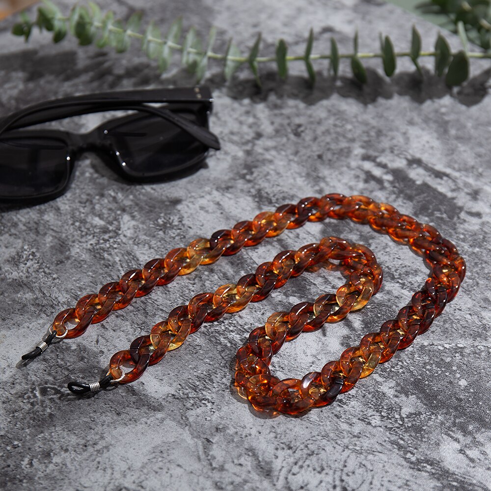 Acrylic Reading Glasses Chain Women Anti Slip Amber Leopard Color Sunglasses Chain Mask Strap Neck Lanyard Accessories