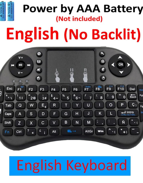 Load image into Gallery viewer, Mini Wireless Keyboard English Russian French Spanish Portuguese 2.4G Air Mouse Remote Touchpad for Android TV Box PC
