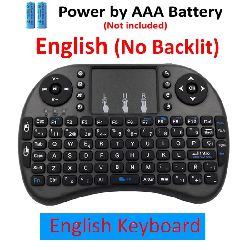 Mini Wireless Keyboard English Russian French Spanish Portuguese 2.4G Air Mouse Remote Touchpad for Android TV Box PC