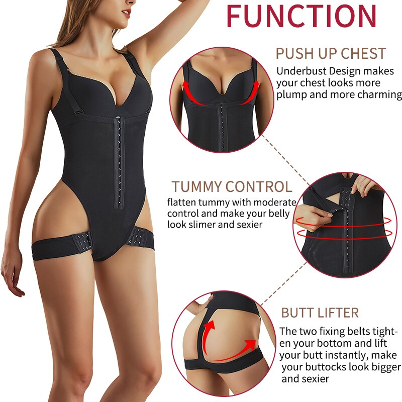 High Waist Thong Bodysuit Women Shapewear Tummy Control Panties Butt Lifter Firm Sculpting Body Shaper Waist Trainer Underwear