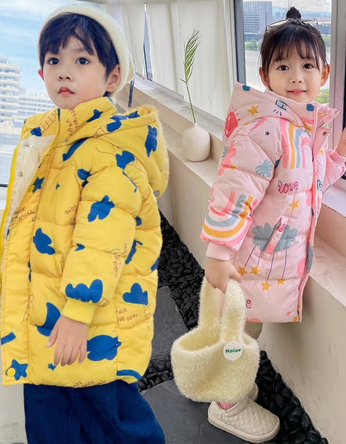 Load image into Gallery viewer, 2022 New Girls Boys Down Jacket Winter Coats Children Clothes Hooded Windbreaker Coat For Kids 2-7 Years Cotton Warm Outerwear
