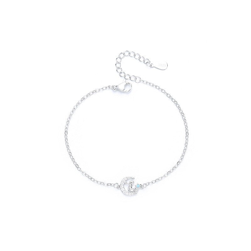 Zircon Cat Paw Bracelets for Woman Girlfriend Sweet Cute Adjustable Chain Bracelet Silver Color Simple Jewelry