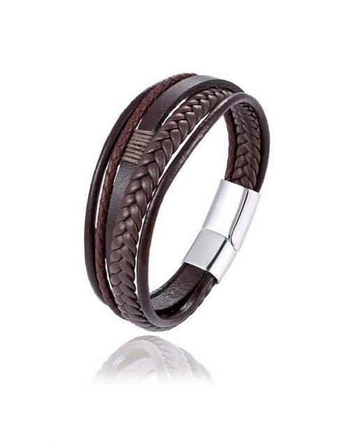 Load image into Gallery viewer, Multi-Layer Men Leather Bracelet Stainless Steel Infinity Symbol Charm Fashion Classic Bracelets for Men Jewelry Gift
