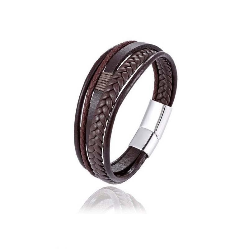 Multi-Layer Men Leather Bracelet Stainless Steel Infinity Symbol Charm Fashion Classic Bracelets for Men Jewelry Gift