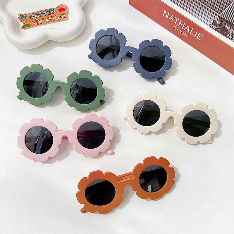 New Kids Sunglasses Children Round Flower Sunglasses Girls Boys Baby Sport Shades Glasses UV400 Outdoor Sun Protection Eyewear