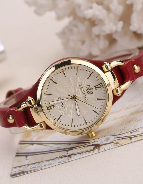 Load image into Gallery viewer, Women Casual Watches Round Dial Rivet PU Leather Strap Wristwatch Ladies Analog Quartz Watch Gifts Accessories
