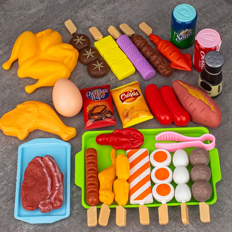 Baby Pretend Play Kitchen Kids Toys Simulation Barbecue Cookware Cooking Food Role Play Educational Gift Toys for Children