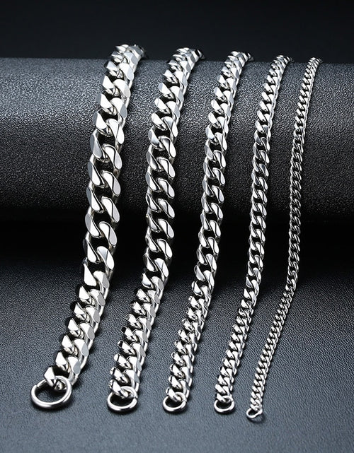 Load image into Gallery viewer, Mens Simple 3-11mm Stainless Steel Curb Cuban Link Chain Bracelets for Women Unisex Wrist Jewelry Gifts
