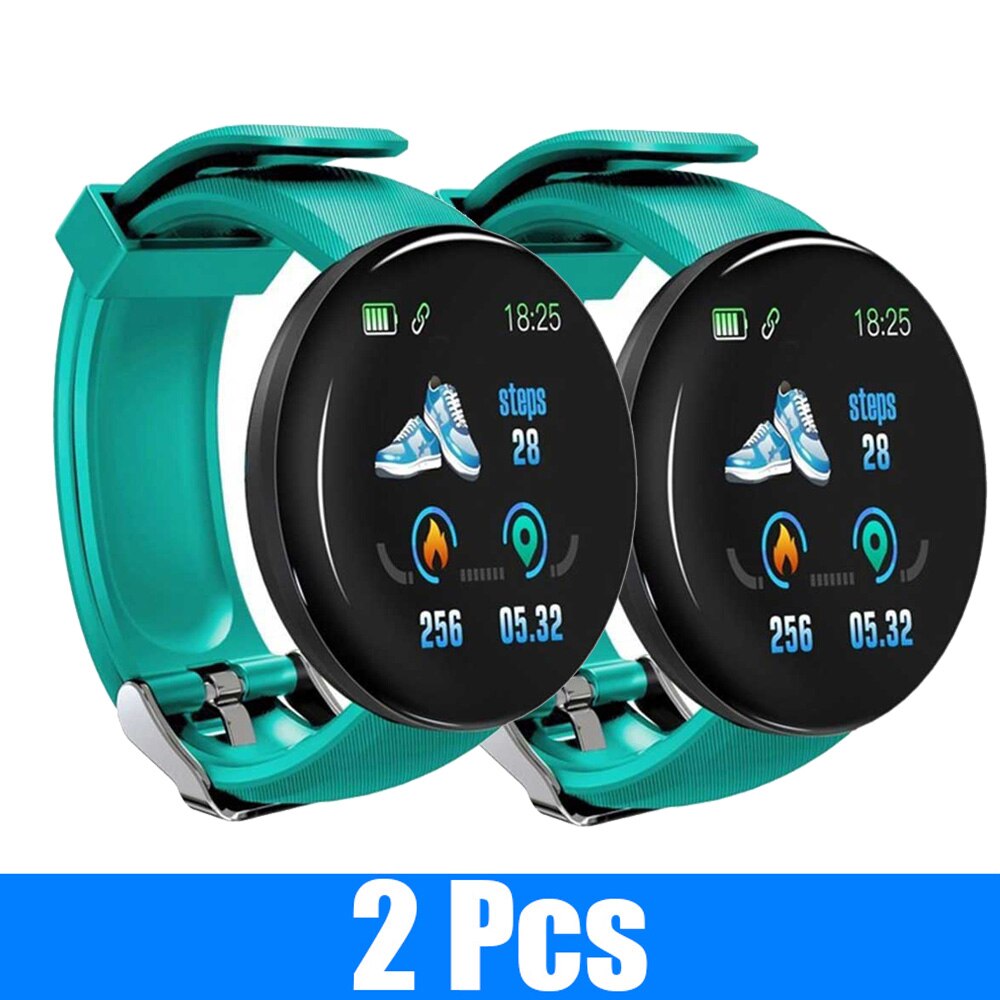 2Pcs D18 Smart Watch Men and women digital Watch Bluetooth Sports fitness tracker pedometer D18S smart watch for Android iOS