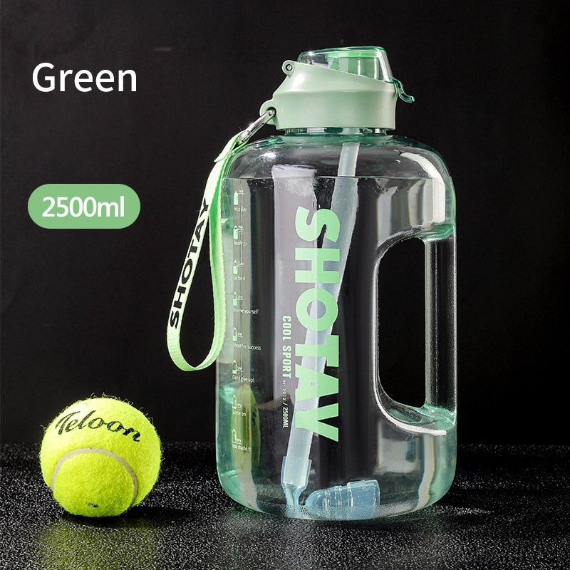 2 Liter Water Bottle with Straw Large Portable Travel Bottles For Training Sport Fitness Cup with Time Scale FDA Free