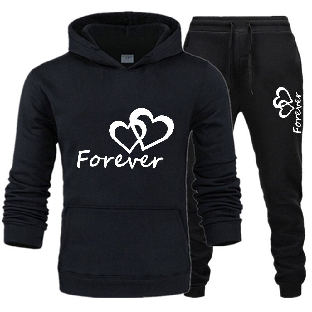 2022 Fashion Couple Sportwear Set Together and Forever Printed Hooded Suits 2PCS Set Hoodie and Pants S-4XL